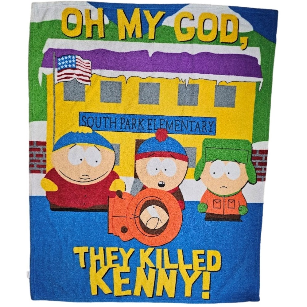 Vintage South Park Fleece Blanket OMG They Killed Kenny! Soft 45x60 Hard To Find